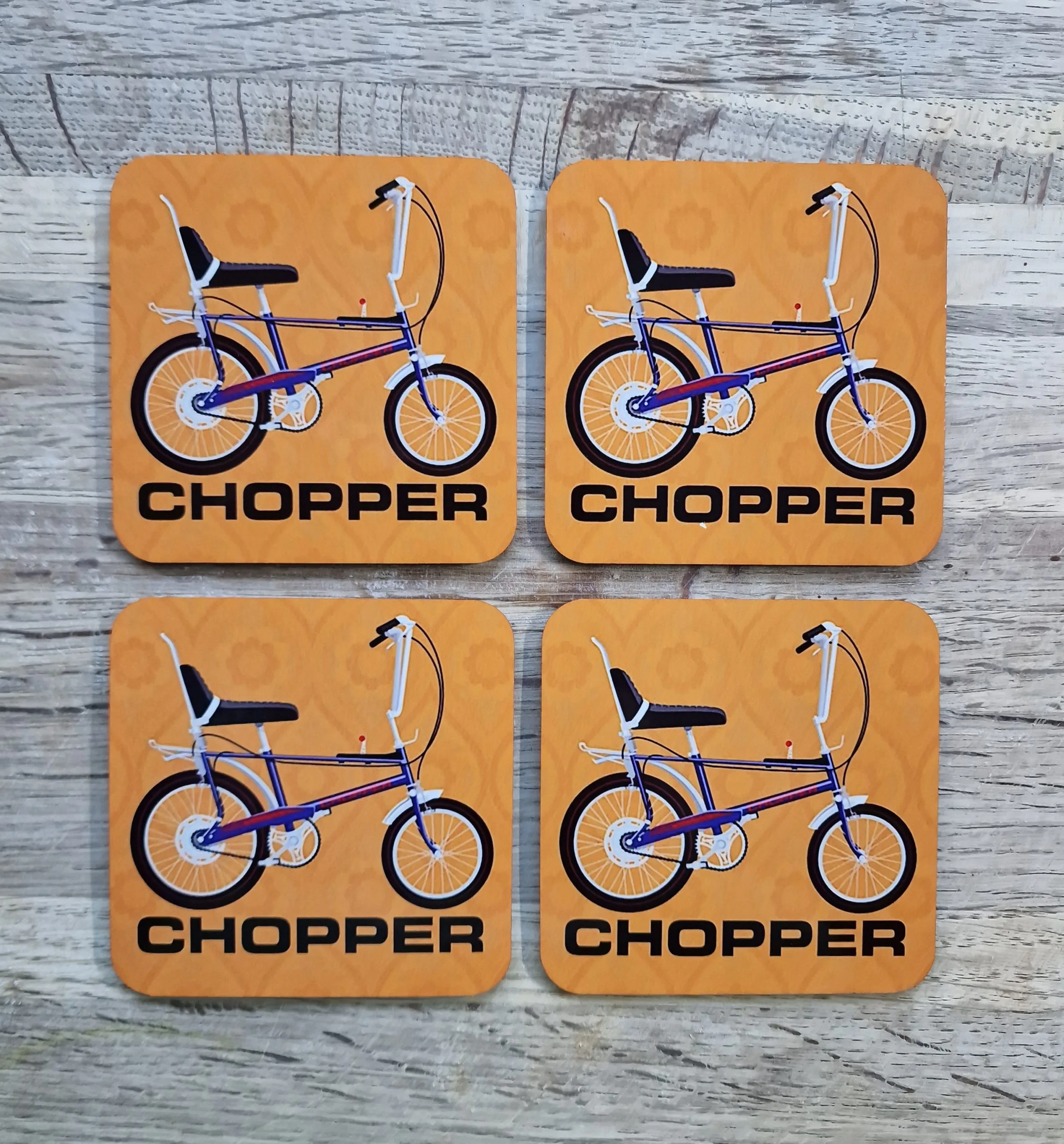 Coasters Raleigh Chopper Bike Set Of Coasters Purple Mk1